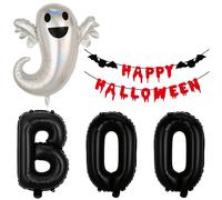6 Pcs Set Halloween Balloons, Foil Halloween Party Decorations 35In Boo Balloons Large Ghost Foil for Kids Party Decor