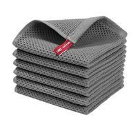 6 Pcs Set Kitchen Towels 100% Pure Cotton, Waffle Weave Dish Cloths,Kitchen Dish Tea Towel,Highly Absorbent Kitchen Towels for Cleaning & Quick Drying of Plates & Glasses (Dark Grey)