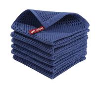 6 Pcs Set Kitchen Towels 100% Pure Cotton, Waffle Weave Dish Cloths,Kitchen Dish Tea Towel,Highly Absorbent Kitchen Towels for Cleaning & Quick Drying of Plates & Glasses (Dark Blue)