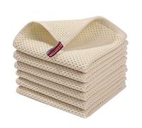 6 Pcs Set Kitchen Towels 100% Pure Cotton, Waffle Weave Dish Cloths,Kitchen Dish Tea Towel,Highly Absorbent Kitchen Towels for Cleaning & Quick Drying of Plates & Glasses (Beige)