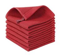 6 Pcs Set Kitchen Towels 100% Pure Cotton, Waffle Weave Dish Cloths,Kitchen Dish Tea Towel,Highly Absorbent Kitchen Towels for Cleaning & Quick Drying of Plates & Glasses (Red)