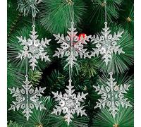 6 PCS/Set Transparent Acrylic Snowflake Christmas Hanging Ornaments Xmas Tree Snowflakes Pendants 9CM