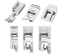 6 PCS Sewing Machine Feet, Universal Clip On Zig Zag Foot, Invisible Zipper Foot, Zipper Sewing Foot, 3 Narrow Rolled Hem Foot(3/4/6mm), Compatible with Typical household electric sewing machine