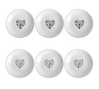 6 Pcs Shallow Kitten Food Bowls, Two Patterns, Easy to Clean, Whisker Friendly Ceramic Cat Bowls, Cat Plates Ideal for Cats and All Dogs