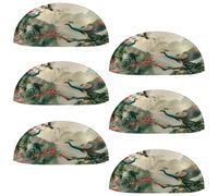 6 Pcs Shell Cup Handles, Peacocks Plum Blossom Drawer Pull Handles, Semi Circle Kitchen Cupboard Door Handles and Knobs, Furniture Cabinet Dresser Knobs Handles with Screws