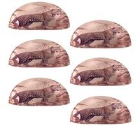 6 Pcs Shell Cup Handles, Rose Gold Leopard Drawer Pull Handles, Semi Circle Kitchen Cupboard Door Handles and Knobs, Furniture Cabinet Dresser Knobs Handles with Screws