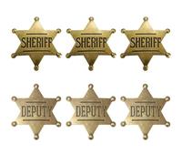6 Pcs Sheriff Badge Adult, Badges, Deputy Badge Metal Adult Cowboy Party Decoration Retro Hexagram Western Police Themed Medallion Pins Carnival Prizes Birthday Party Bag Gift Fillers