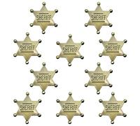 6 PCS Sheriff Badge Replica, Solid Iron Western Cowboy Star Brooch Pin Set, Vintage Copper Finish for Adult Costume, Hat, Jacket, and Bag Accessory (Not for Children Under 12)