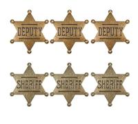 6 Pcs Sheriff Badge, Sheriff Badge Adult Deputy Badges Metal Adult Cowboy Party Decoration, Golden Police Brooch Western Cowboy Star Shape Badges for Woman Man Cosplay Party Supplies