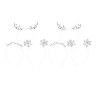6 Pcs Shiny Christmas Headband with Antler Snowflake Alloy for Women | Silver Festive Party Accessory, Role Play Styling, Sparkling Charm, Fixes Hair, Graceful Design