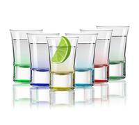 6 Pcs Shot Glasses, 30ml Heavy Base Shot Glass Set for Alcohol Shots, Vodka, Expresso, Tequila & Desserts - Durable and Reusable Shot Glasses for Home, Bars & Party (Coloured)