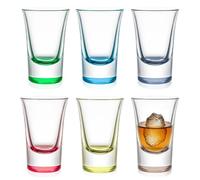 6 Pcs Shot Glasses, Heavy Base Shot Glasses - 30ml Coloured Set for Alcohol, Stackable Coloured Shot Glass Set for Vodka, for Vodka, Expresso, Tequila - Durable & Reusable for Home, Bars & Party