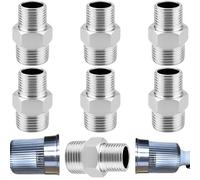 6 PCS Shower Hose Connector, 20mm X 16mm, Stainless Steel Double Male to Female Shower Pipe Fittings, Leak-Proof Universal Hose Adapter for Rain Shower Head Extension, Bathroom Kitchen