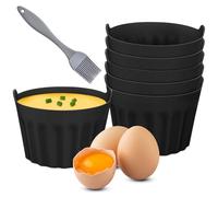 6 Pcs Silicone Air Fryer Egg Poacher Cups - Nonstick Ramekins for Air Fryer/Microwave/Oven, Food Grade Moulds with Oil Brush (Poached Egg & Baking Accessories)