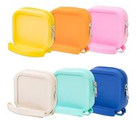 6 Pcs Silicone Bobby Pin Case, Small Travel Jewelry Organizer, Waterproof Zipper Pouches, Travel Tie Case, Mini Coin Pouch, Silicone Zipper Bag for Women Girls, Multicolored, Modern