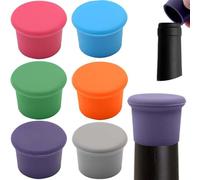 6 Pcs Silicone Bottle Caps Reusable Leak-Proof Seal, Keep Fresh Wine Bottle Stoppers for Beer Champagne, Portable Stopper Cap for Hiking Camping Picnic, Universal Fit Drink Seal Covers