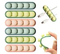 6 Pcs Silicone Cable Organiser Clips - 4-Slot Cord Holder for USB Charger, Headphone & Mouse Wires | Desk Cable Tidy & Car Adhesive Wire Management (Green/Pink/Blue)