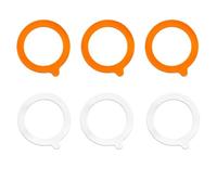 6 Pcs Silicone Canning Jar Gaskets,3.74in Durable Replacement Seals,Airtight Seals Leakproof Silicone Jar Gaskets Seal,Replacement Accessories for Regular Mouth Glass Canning(Orange,White)