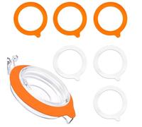 6 Pcs Silicone Canning Jar Gaskets, 3.74in Silicone Airtight Seals Leakproof Replacement Seal Rings for Mason Regular Mouth Glass Canning Jar(White, Orange)