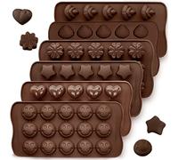 6 pcs Silicone Chocolate Molds, CNYMANY Candy Mold Jelly Mould Non-Stick Kitchen Baking Pans Ice Cube Trays for Party Festival - 6 Shapes