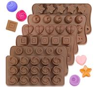 6 pcs Silicone Chocolate Molds, CNYMANY Candy Mold Jelly Mould Non-Stick Kitchen Baking Pans Ice Cube Trays for Party Festival - 6 Shapes