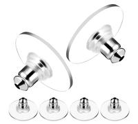 6 Pcs Silicone Earring Backing for Earrings, Silver Metal | Ear Ring Backs, Large Replacements Earring Backs Plug, Comfortable Wear, Study and Sleep Use