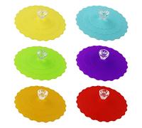 6 Pcs Silicone Glass Cup Covers, Reusable Anti-Dust Drink Lids, Creative Round Diamond Mug Covers