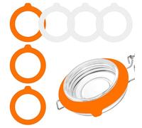 6 PCS Silicone Jar Gaskets 3.75" Rubber Seals Rings for Glass Jars, White & Orange Airtight Leakproof Gasket Sealing Rings Replacement for Mason Regular Mouth Canning Jars