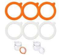 6 PCS Silicone Jar Gaskets Seals Replacement,Replacement Silicone Seals for Kilner Jar Sealsm,Silicone Sturdy Soft and Elastic Replacement Gaskets Keep Food Freshness(Orange,White)