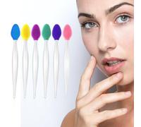 6 Pcs Silicone Lip Scrub Brush, Double-sided Soft Lip Brush, Nose Blackhead Clean Lips Scrubber Tool, Silicone Exfoliating Brushes for Men Women Smoother Brighter Fuller Lips