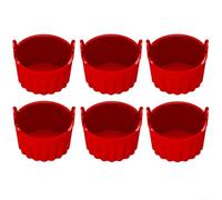 6 Pcs Silicone Muffin Cases for Air Fryer for Baking and Egg Cooking (Red)