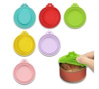 6 PCS Silicone Pet Food Can Lids, Pet Can Tin Lids, 3-in-1 Universal Fit(6.5cm/7.3cm/8.3cm), Reusable, Dishwasher Safe, Works with most standard pet food cans and household containers, Assorted Colors