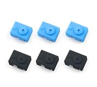 6 PCS Silicone Socks 3D Printer Heater Block Silicone Cover for E3D V6 PT100 Heater Block(Blue and Black)