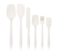 6 PCS Silicone Spatula Set Accessories Heat Resistant Food Grade Silicone Spatula for Cooking Baking Frying and Mixing, Palette Knife & More,26.5cm-20cm Long (Off-White)