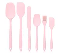 6 PCS Silicone Spatula Set Accessories Heat Resistant Food Grade Silicone Spatula for Cooking Baking Frying and Mixing, Palette Knife & More,26.5cm-20cm Long (Pink)