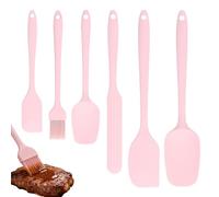 6 PCS Silicone Spatula Set, Food Grade Spatulas, Heat Resistant and Non-Stick Kitchen Utensils for Cooking, Frying and Mixing, Pink Kitchen Accessories, Baking Tools