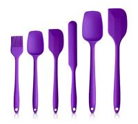 6 Pcs Silicone Spatula Set, High Heat-Resistant Premium BPA-Free One Piece Seamless Design, Non Stick Rubber Silicone Utensils for Baking Cooking and Mixing Safe BPA Free(Purple)