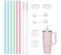 6 Pcs Silicone Straws for Stanley Cup,Straws Reusable 31cm for Stanley,Accessories for Stanley Cup Includes Straw Lid Leak Stopper, Colored Long Straws with 2 Brushes for 40/30 oz Stanley Cups
