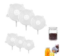 6 Pcs Silicone Stretch Lids, Silicone Lids Food Covers, Reusable Elastic Food Covers for Bowls, Pots, Fruits & Watermelons, BPA-Free Freezer Microwave Safe Lids with Double Seal(6 sizes）