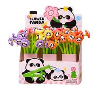 6 PCs-Silicone Sun Flower Panda Shake Music Gel Pen Cartoon Stationery-Carbon Black