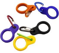 6 Pcs Silicone Water Bottle Buckle with Carabiner Clip Portable Secure Holder Bottle Hanging Rings Silicone Buckle Portable Hiking Sports Camping Water Accessories