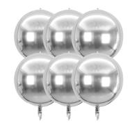 6 Pcs Silver Balloons,Giant 4D Round Balloons 22 Inch Silver Foil Balloon,Round Silvery Metallic Balloon,for Birthday Graduation Christmas New Year Eve Disco Party Backdrop Decorations