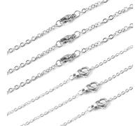 6 Pcs Silver Chain Necklace Chains 1.5/2.4mm Width 18" 20" 24" Length | Multiple Sizes Bulk Stainless Steel Necklace Chains Durable Versatile DIY Jewelry for Necklaces Accessories and Pendants