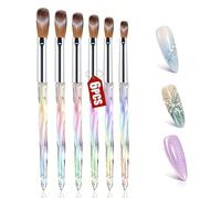 6 PCS Silver Ferrule Design Acrylic Nail Art Brushes Set Size 4/6/8/10/12/14 - Versatile Brush Selection for Acrylic Powder 3D Carving Creative Design and DIY Nail Art Projects