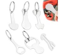 6 Pcs Silver Shopping Trolley Tokens Set, Key Ring Made of Stainless Steel, Small Chips for Front Loading Cart, Token With Drawer