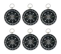 6 Pcs Simple Hiking Compass with Luminous Function,Waterproof Pocket Compass Navigation with Key Ring for Outdoor Camping Hiking Navigation Sport and Survival Gear (Silver)