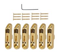 6 Pcs Single Individual Bridge Saddles Tailpiece with Screws Wrench Set for 6 String Electric Guitar Bass Parts(Gold)