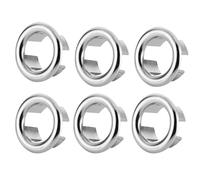 6 Pcs Sink Overflow Caps Sink Overflow Ring, Round Bath Overflow Cover Replacement Brass Basin Trim Rings Overflow Sink Hole Cover, Durable Drain Cover Insert In Hole for Bathroom and Kitchen Sinks