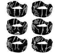 6 Pcs Skeletons and Bones 2_12 Headbands for Women Twist Knotted Women Head Bands Stretchy Hair Bands Non Slip for Girls