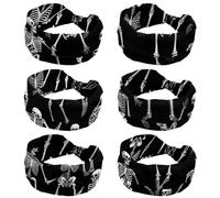 6 Pcs Skeletons and Bones 2_6 Women's Headbands Elastic Head Band Yoga Workout Head Non-Slip Sweat Soft Headbands Simple Versatile Hair Accessory Hairbands